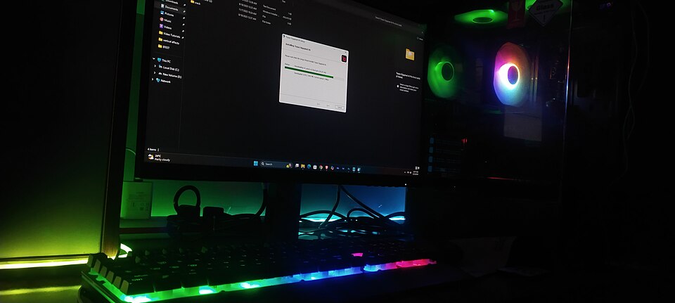 Configurare de computer cu monitor si tastatura folosita pentru a urmari televiziune prin iptv player for pc
